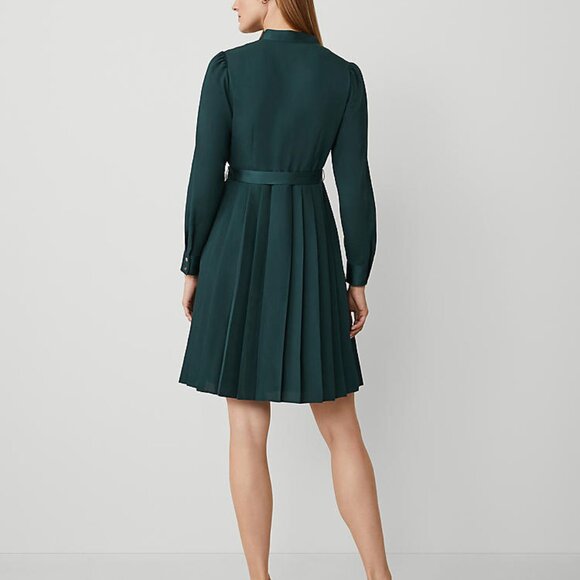 Pleated Teal Button-Up Dress - Picture 2 of 16